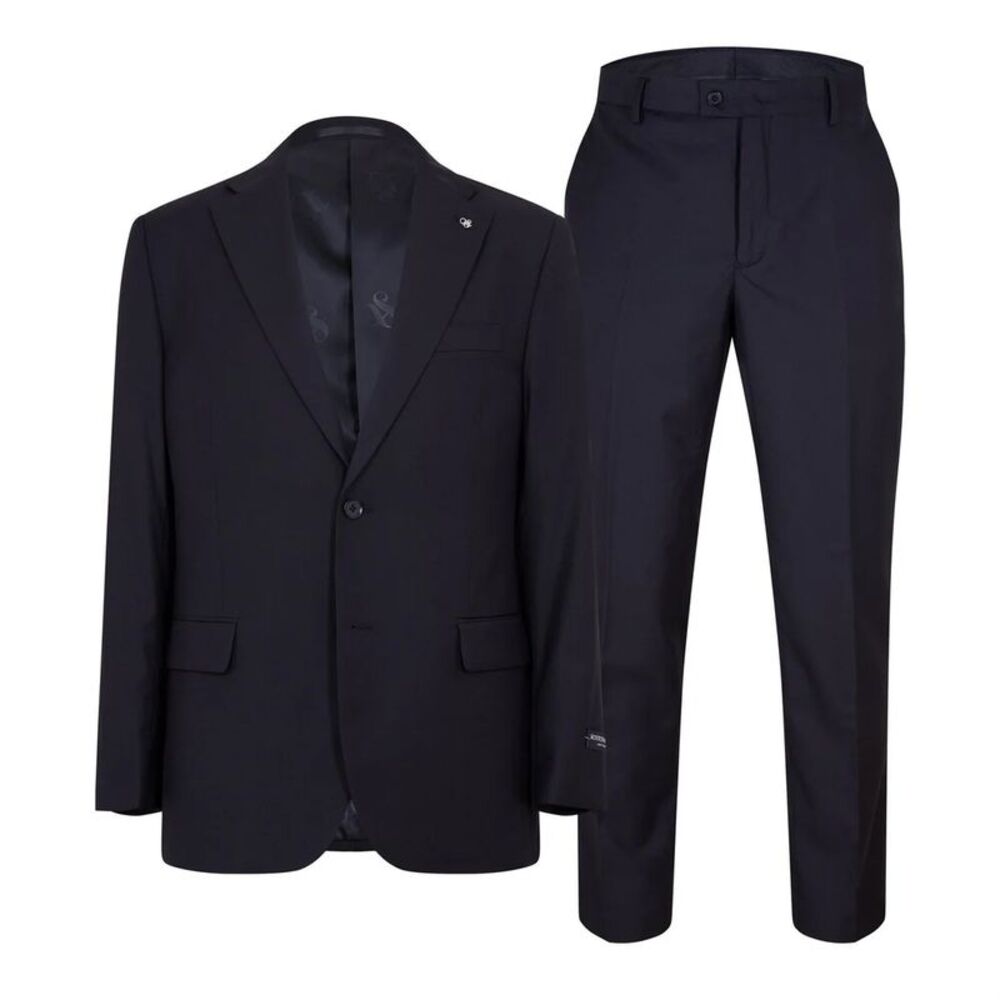 Scotch Mens Plain Single-Breasted Suit Set / Black